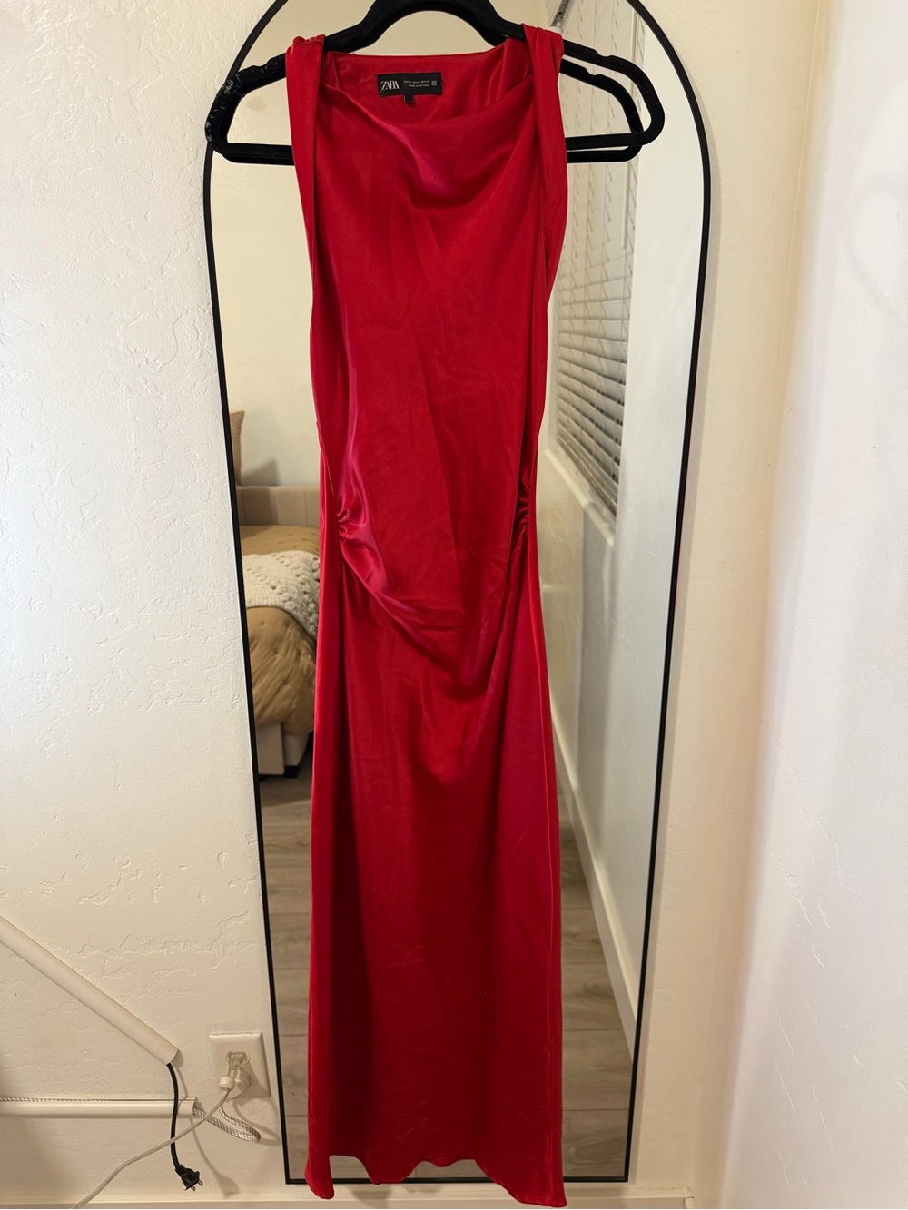 Zara Crimson Red Draped Maxi Dress
